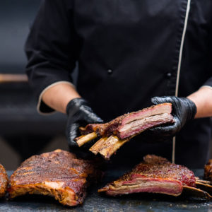 catering service smoked beef ribs kitchen table