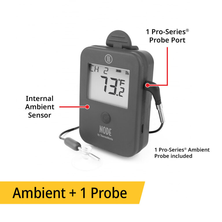 ThermoWorks NODE® Internal Ambient Temperature Sensor PLUS 1 Pro-Series® Probe Port - Charcoal
