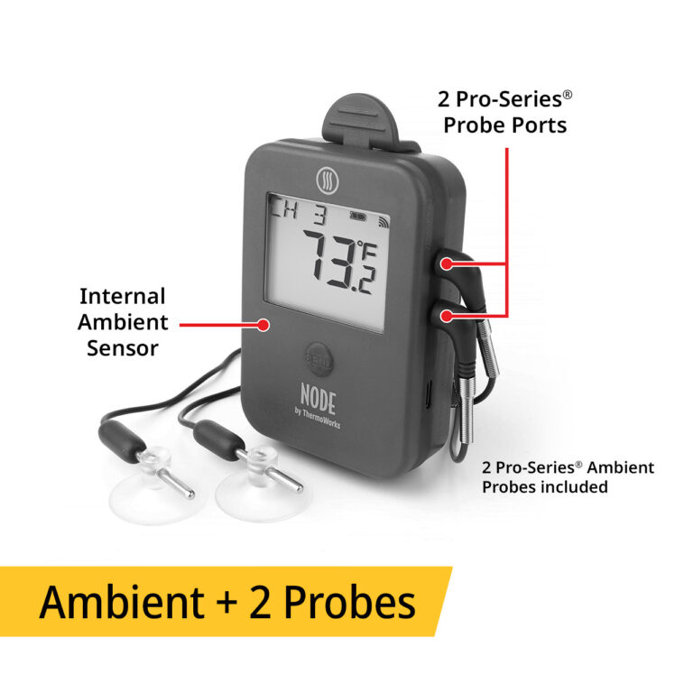 ThermoWorks NODE® Internal Ambient Temperature Sensor PLUS 2 Pro-Series® Probe Ports - Charcoal