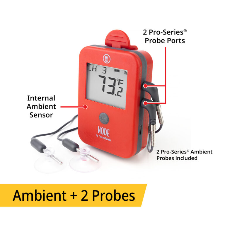 ThermoWorks NODE® Internal Ambient Temperature Sensor PLUS 2 Pro-Series® Probe Ports - Red