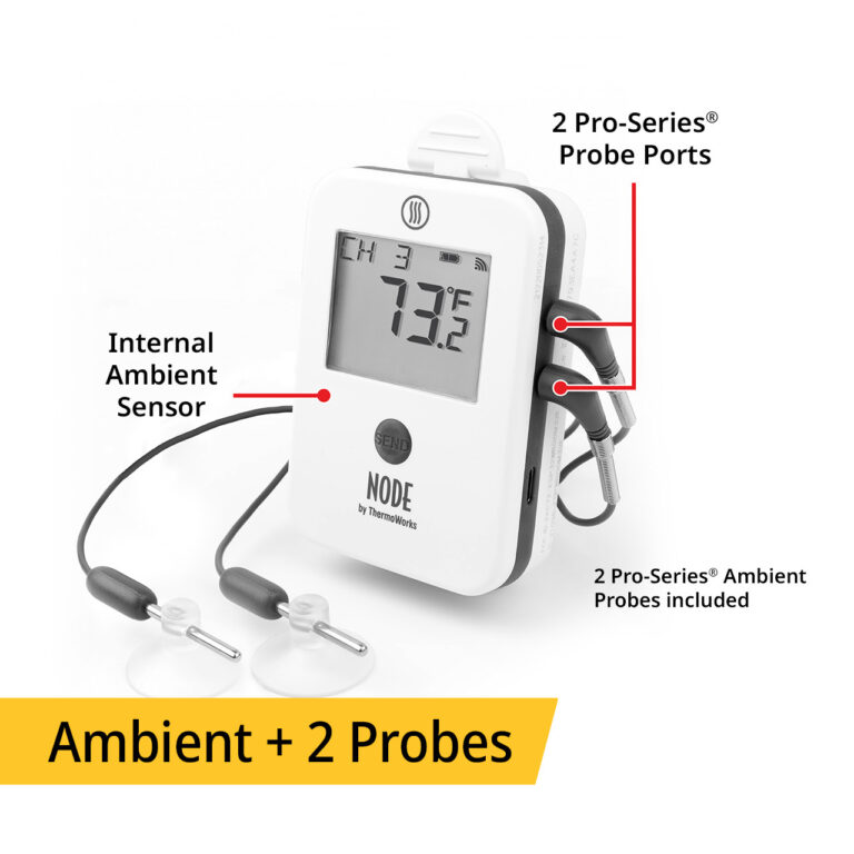 ThermoWorks NODE® Internal Ambient Temperature Sensor PLUS 2 Pro-Series® Probe Ports - White