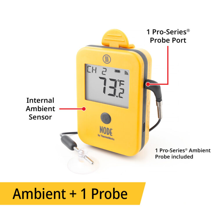 ThermoWorks NODE® Internal Ambient Temperature Sensor PLUS 1 Pro-Series® Probe Port - Yellow